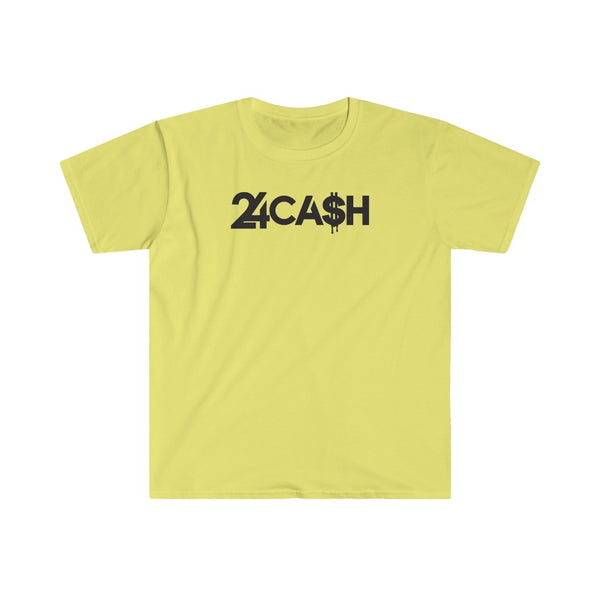 24CA$H Logo Adult Tee (Horizontal Light Logo / Unisex Softstyle T-Shirt) - 24CA$H